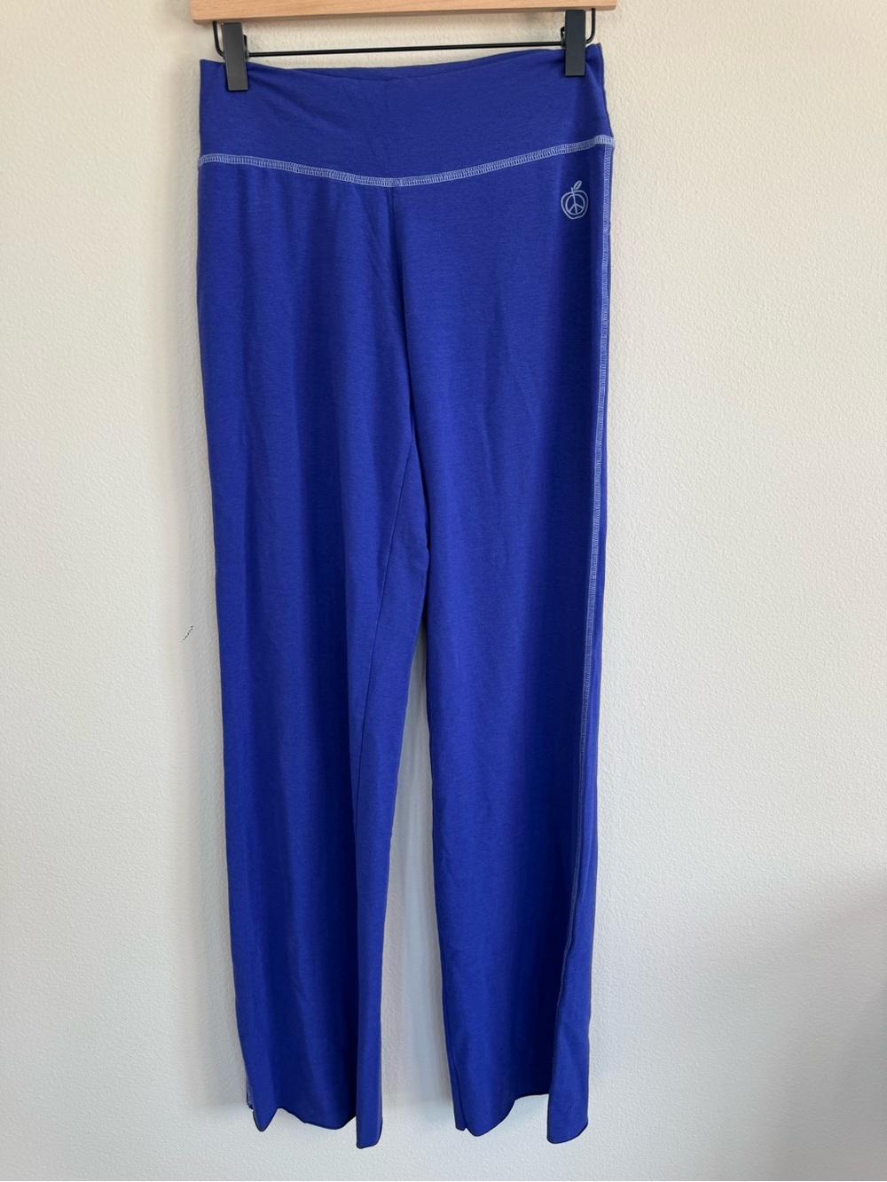 Green Apple Bamboo Blend Wide Leg Yoga Pants Blue Purple High Rise Stretch L